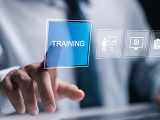 finger hovering behind floating button that says Training
